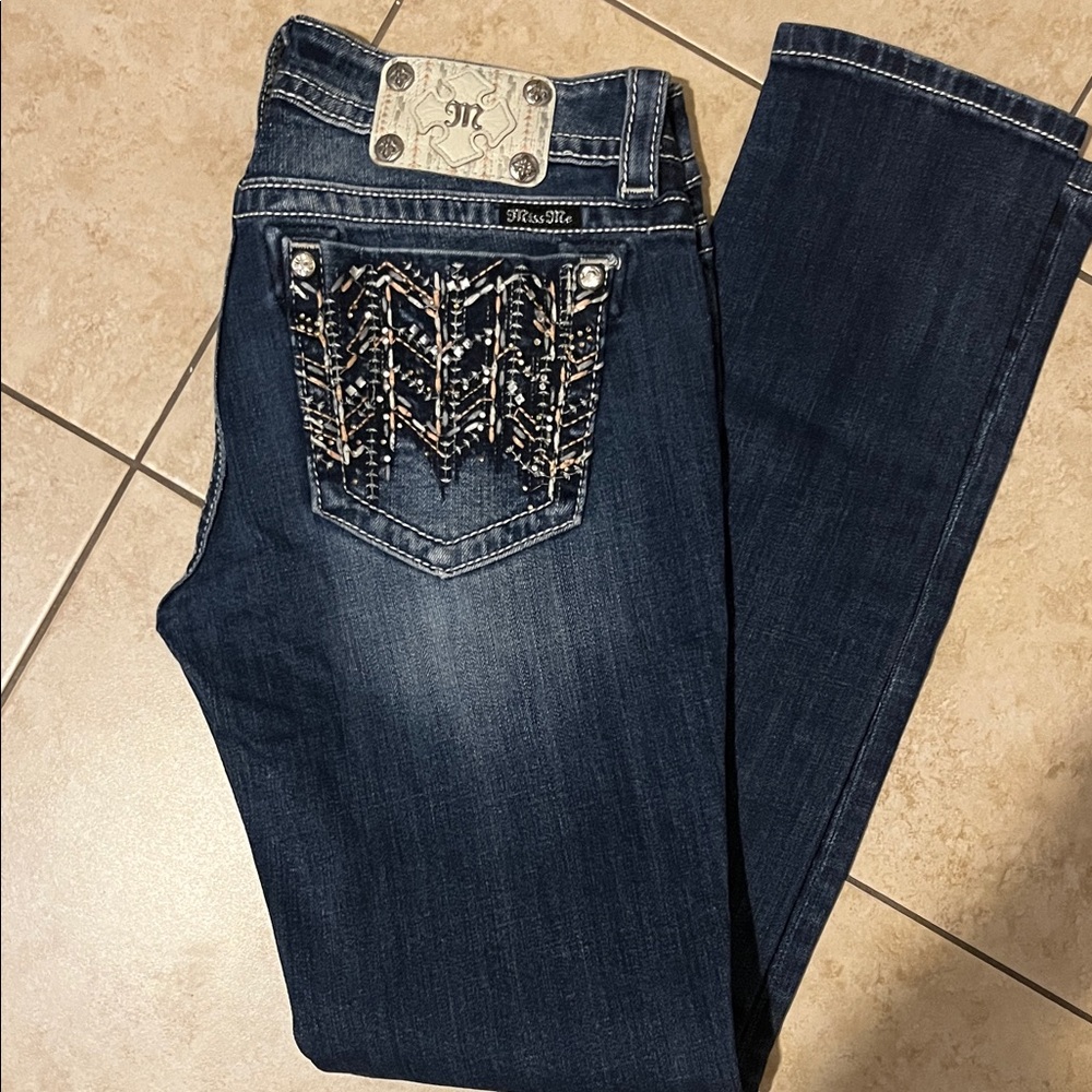 Miss Me Women's Dark Blue Straight Leg Jeans